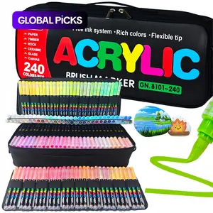 Acrylic Brush Marker Pen, 1 Set Acrylic Painting Pens with Soft Brush Nib, Waterproof Art Markers for Glass, Stone, Wood, Plastic & Paper, Art Color Set