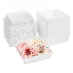 20/60/100pcs Square Cake Boxes with Lids, Oven Safe Flip Lid Design, Ideal for Bread Snacks Cookies Fruits Cakes Food Storage