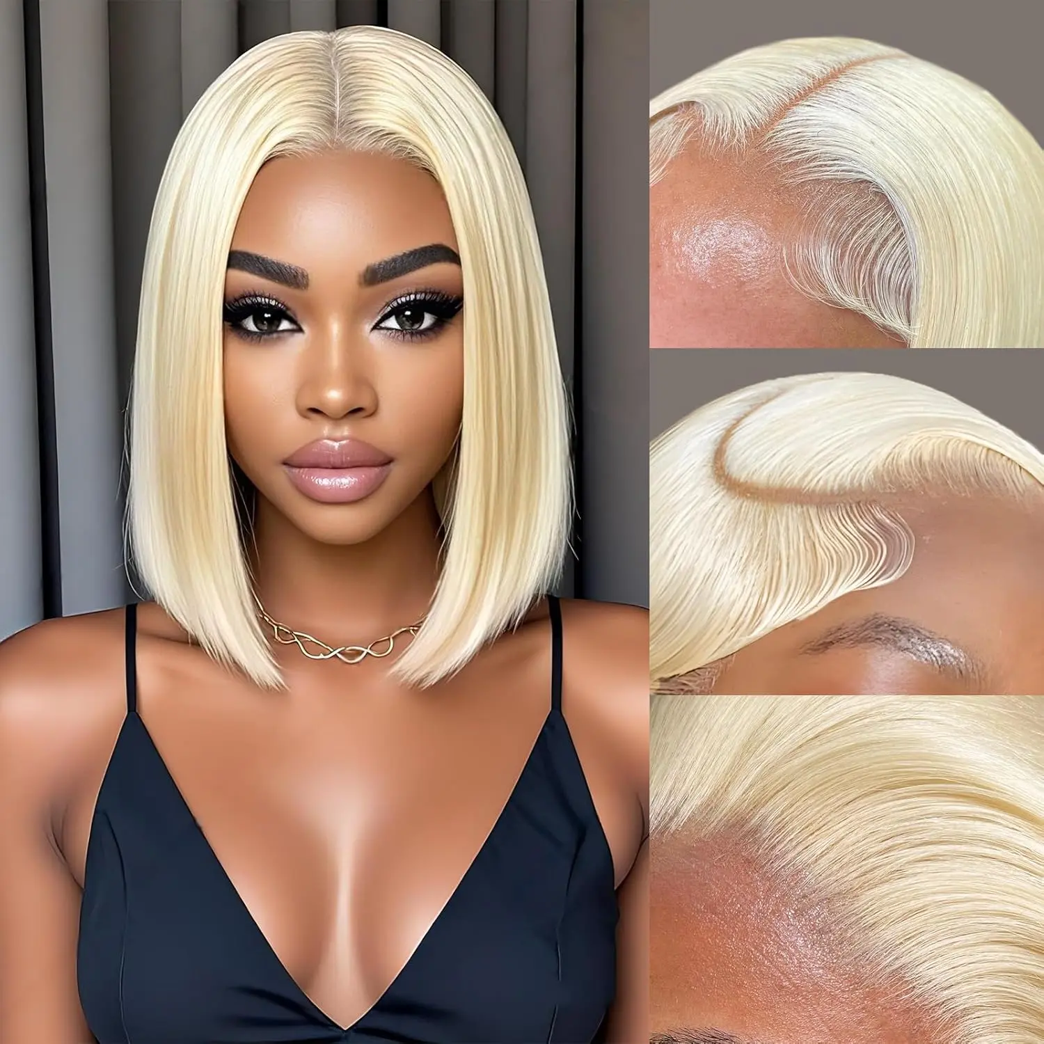 Imani Blonde Bob Wig Human Hair 613 Lace Front Wig Human Hair 13X4 lace Front Bob Wig Pre Plucked With Baby Hair 180% Density 613 Short Bob Wigs for Women 10 inch