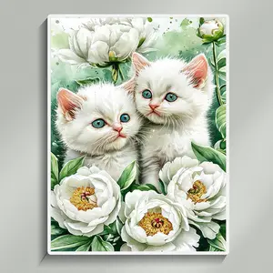 Adult Beginner Diamond Painting Set, Cute Animal Cat Diamond Art DIY 5D Full Round Gem Art Home Wall Decoration 30x40cm/11.81x15.75inch