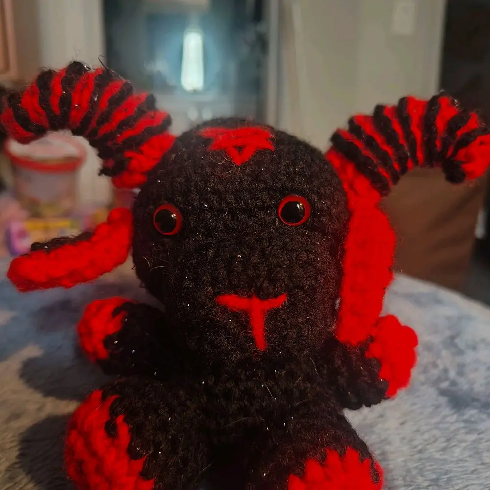 Baby Baphomet Crochet Plushie  Message for Custom Colors! Handmade Spooky Cute Plush