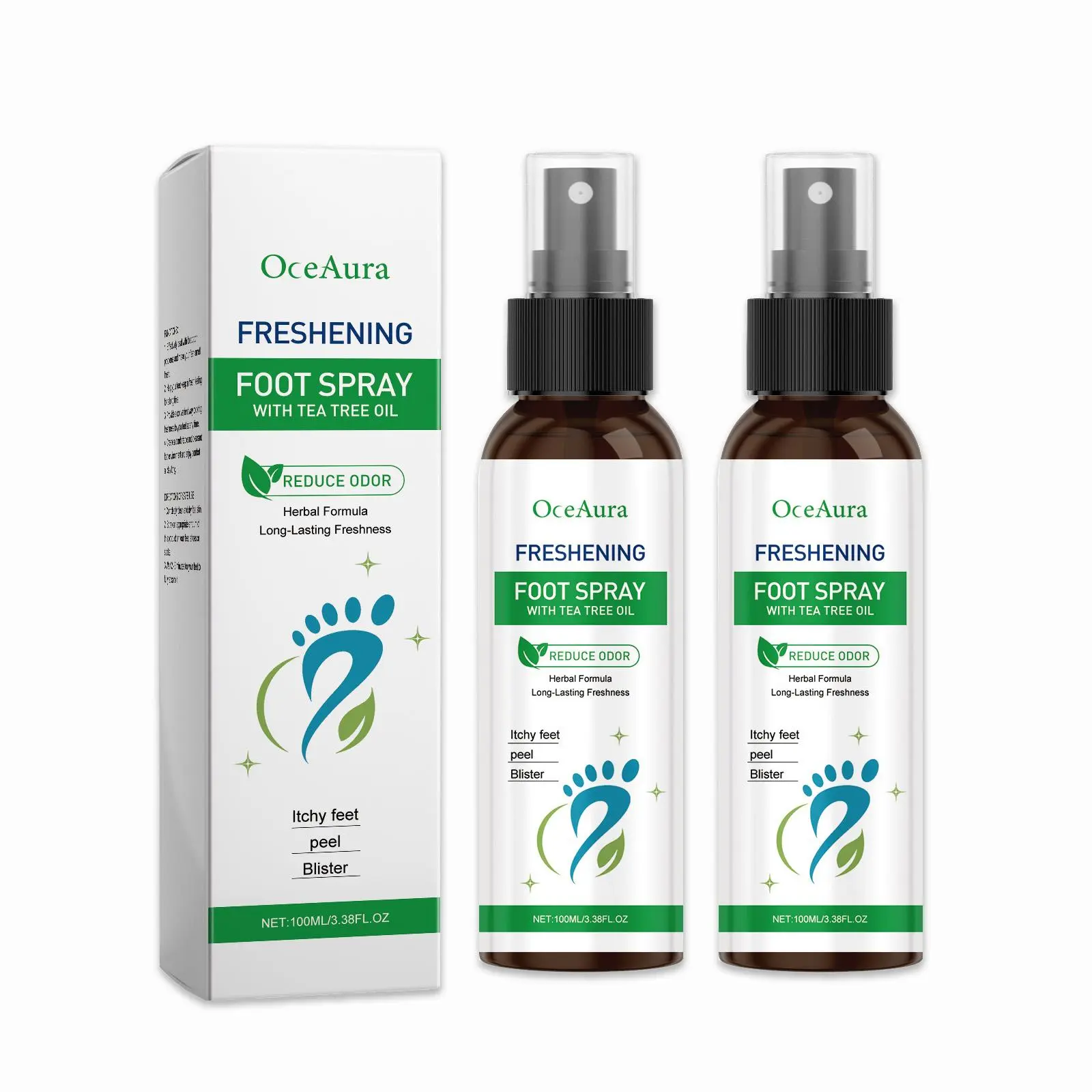 Natural Tea Tree Oil Foot and Shoe Deodorizer Spray - Herbal Odor Eliminator for Smelly Feet, Shoes, and Athletic Gear, Daily Sweat Control Spray for Long-Lasting Freshness, Travel Size