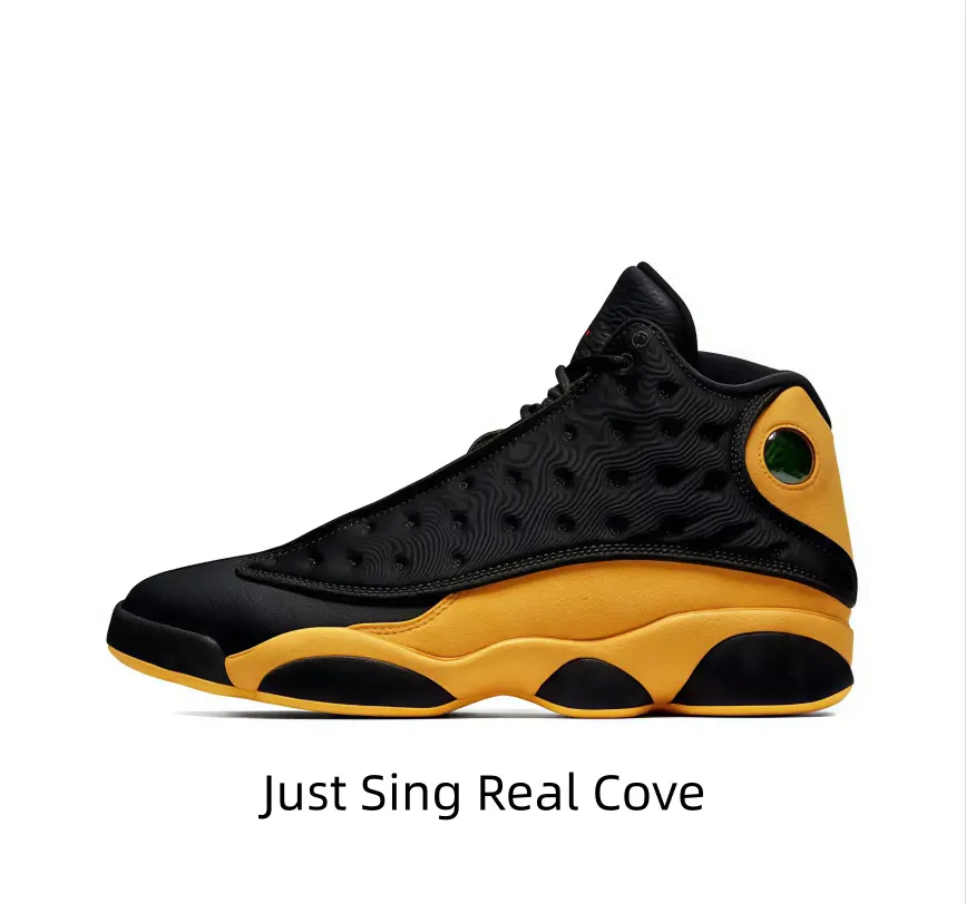 Black Golden Yellow Contrast Mid Top Retro Basketball Shoes Dot Breathable Mesh Upper Green Round Side Ornament Segmented Curved Cushion Sole Yellow Anti-Slip Outsole Unisex Street Sneakers