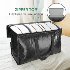 UFORU 2/6-Pack Large Heavy Duty Moving Bags, 85L PE Woven Storage Totes with Full-Open Zipper, Label Window and Reinforced Handles, Foldable Bedding Organizer for Clothes, Moving, Dorm and Travel#SummerWins#DFYD
