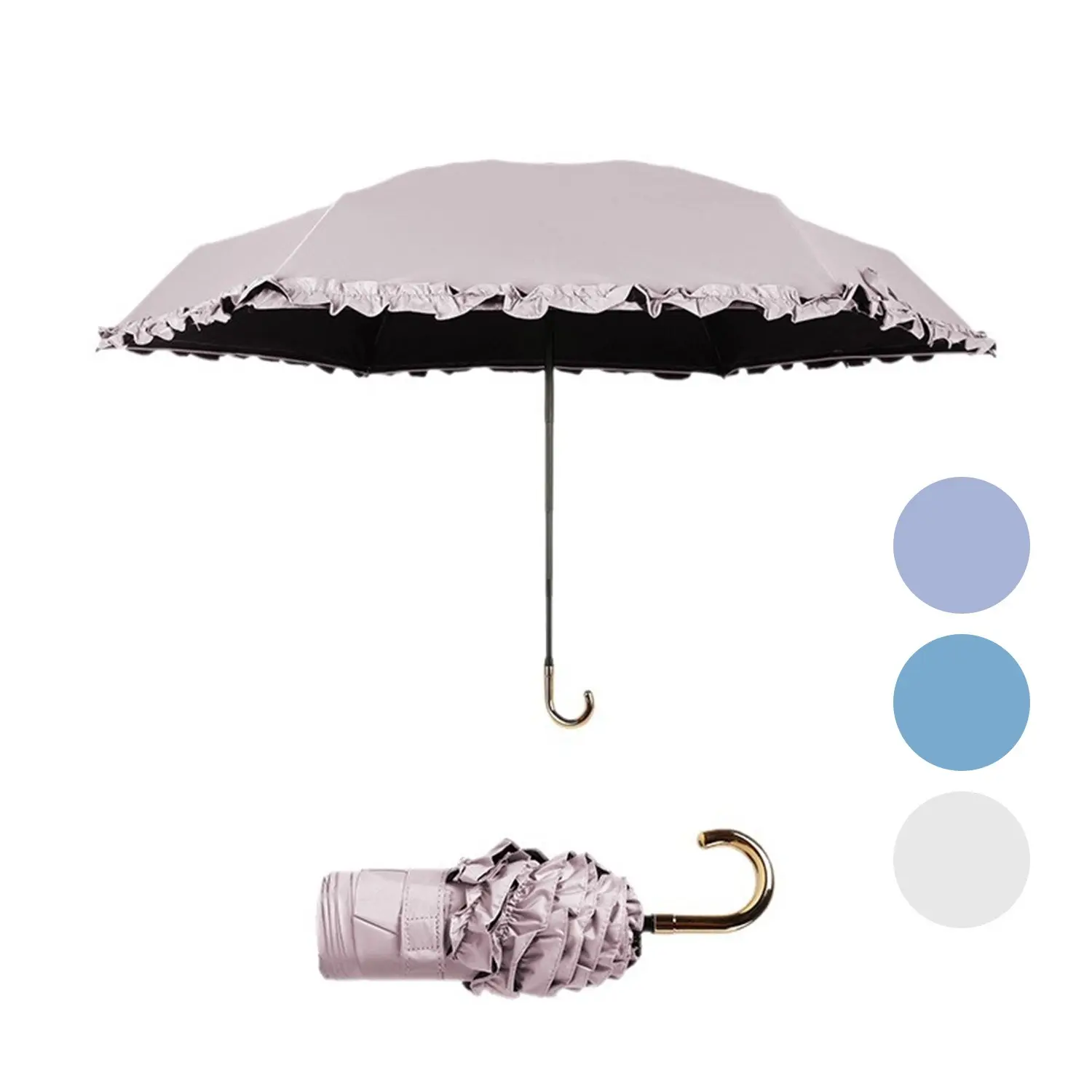 Hook Handle Elegant Floral Umbrella, Women's Portable Travel Pocket Umbrella, Folding Umbrella, Portable Foldable Umbrella, Lightweight Design, Windproof Rainproof Sunshade