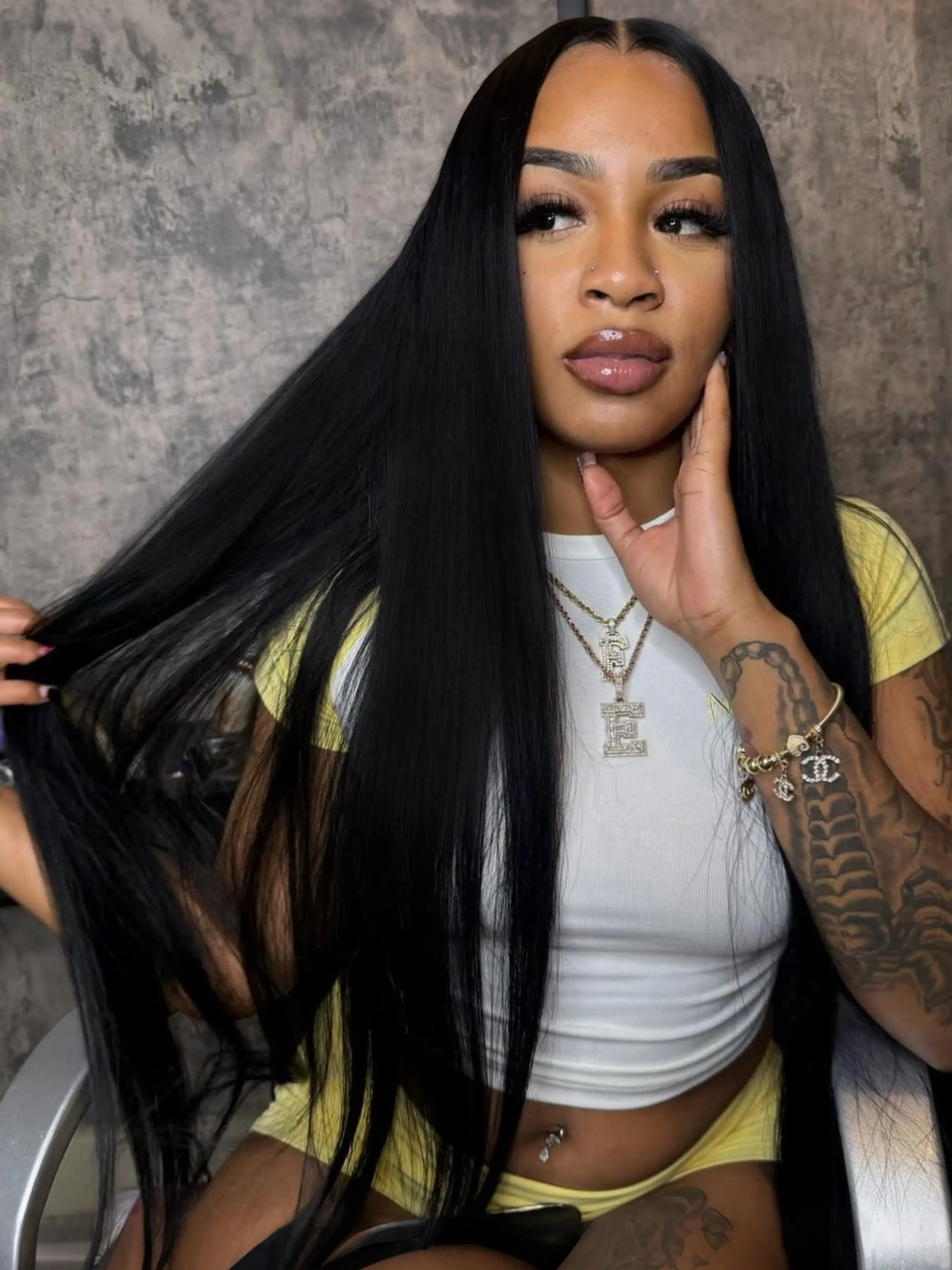 Black Wig Long Straight, Silky Straight Wig Synthetic Lace Front Wigs Pre Plucked Natural Hairline 13X4 HD Transparent Lace Frontal Wig Heat Resistant Fiber Coachella Festival Dress Code Lace Wear Wigs 28 Inch
