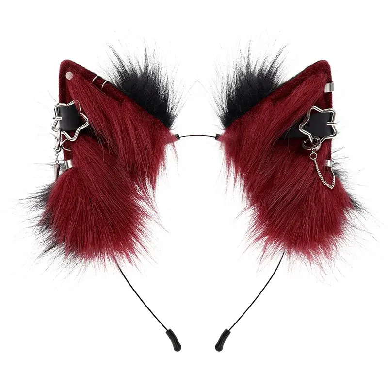 Handmade Faux Animal Ear Headband, Plush Cat Ear Metal Punk Cosplay Prop, Anime Convention Accessory, Unique Hair Clip, Party Accessory