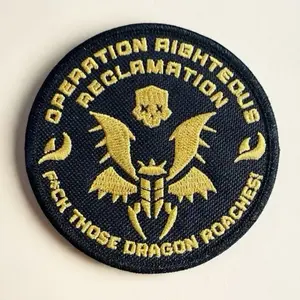 Helldivers 2 Operation Righteous Reclamation Embroidered Badge 3.76in Tactical Gamer Morale Patch with Gold Stitching for Jackets Vests Backpacks Cosplay Gear