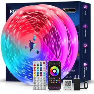 100ft/50ft Smatr LED Strip Lights Bluetooth Smart App Control Music Sync RGB Color Changing with Remote for Bedroom Home Decor Party Festival