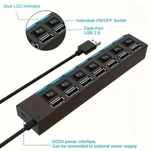 4-Port and 7-Port USB HUB with Independent Switch, Ideal for USB Drives, External Storage, Keyboards and Charging Phones, Enhanced Safety Features, USB Port Adapters