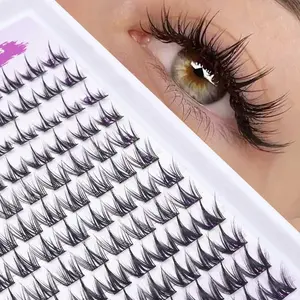 ELAE D-Curl Lash Clusters, 120 Pcs Spiky Wispy Fairy Eyelash Extensions, 8-14mm Mix Length Individual Segmented Lashes for Women's Daily Makeup
