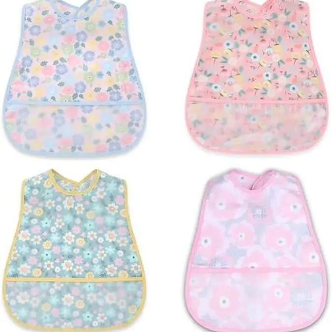 Baby bibs Waterproof Toddler bib - Feeding bib with Pocket for Infant Boy Girl Washable 6-36M