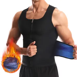 1-2 Pack Menswear Waist Trainer Vest Workout Tank Tops Shirt Sauna Suit Sports Sweat Body Shaper Shapewear Gym Apparel Activewear Belt Shaping Vest Zipper Bestie