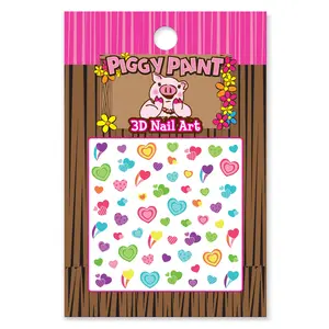 Piggy Paint 3D Heart Nail Art Stickers for Fun Manicures for Kids