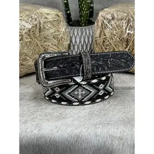 Nocona Beaded Cross Belt - Black