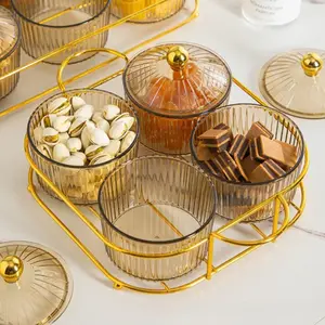 Household Bundle, 1 Set Dustproof & Waterproof Food Storage Jar, Snack Serving Box with Lid, Luxury Divided Snack Box, Snack Serving Tray, Kitchen Storage Containers, Food Storage Organizer