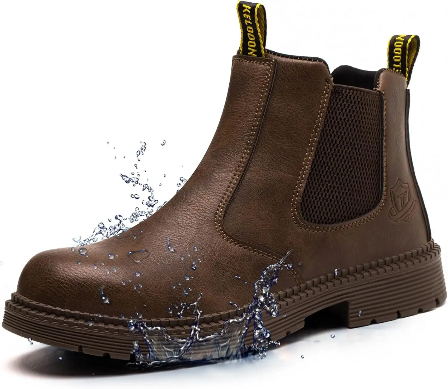 WKK Waterproof Steel Toe Boots For Men-6 Inch Leather Slip On Safety Work Boots Mens Steel Toe Shoes Indestructible Non Slip Resistant Ankle Industria