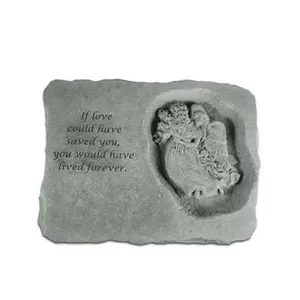 212 MAIN Rectangular Stone Outdoor Memorial, Kay Berry Inc. 94620 "If Love Could Have Saved You" Weatherproof Wall Mount Angel Decor, 16x12 in