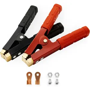 2 count  Jumper  Clamps,  Heavy Duty Pure Copper  Clips Jumper Cables Boost Clamp,   Charger Clamps, Suitable for  Auto  Boat (Red & Black)