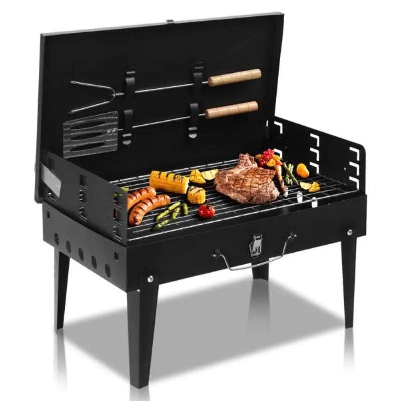 Barbecue Grills, Heavy-Duty Portable Charcoal Cooker for Travel, Camping & Cooking BBQ, Compact Design with Adjustable Legs, No Assembly Required, Cooking Bbq Camping, Charcoal Grill, Outdoor Patio, Ash Pan, Dust-Proof, Backyard, Campfire / Bbq Party
