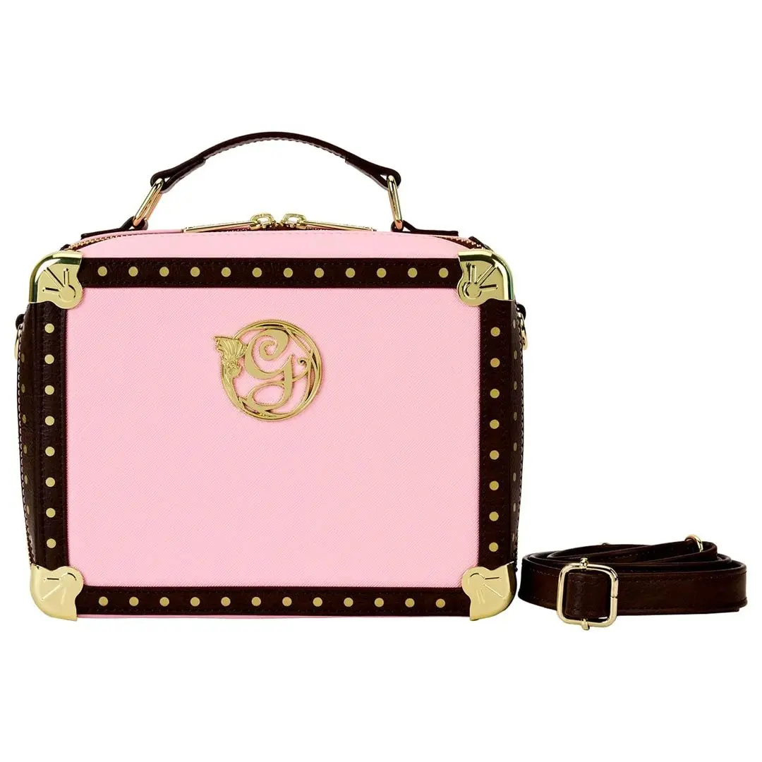 Loungefly Wicked Glinda's Trunk Metallic Faux Leather Crossbody Bag, Women's Casual Satchel with Applique Details, Casual Crossbody Bag, Faux Leather Satchel, Zipper, Adjustable, Lightweight, Satchel Pack