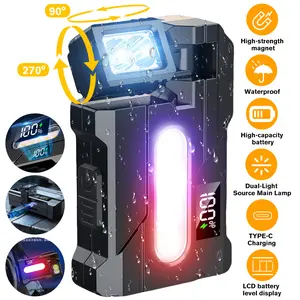 Mini EDC Flashlight, Super Bright 3 Modes Mini EDC Pocket-sized Flat Flashlights Rechargeable,Portable ABS Small LED Dual Light w Clip, Waterproof Rotatable Magnetic Torches for Camping Emergency