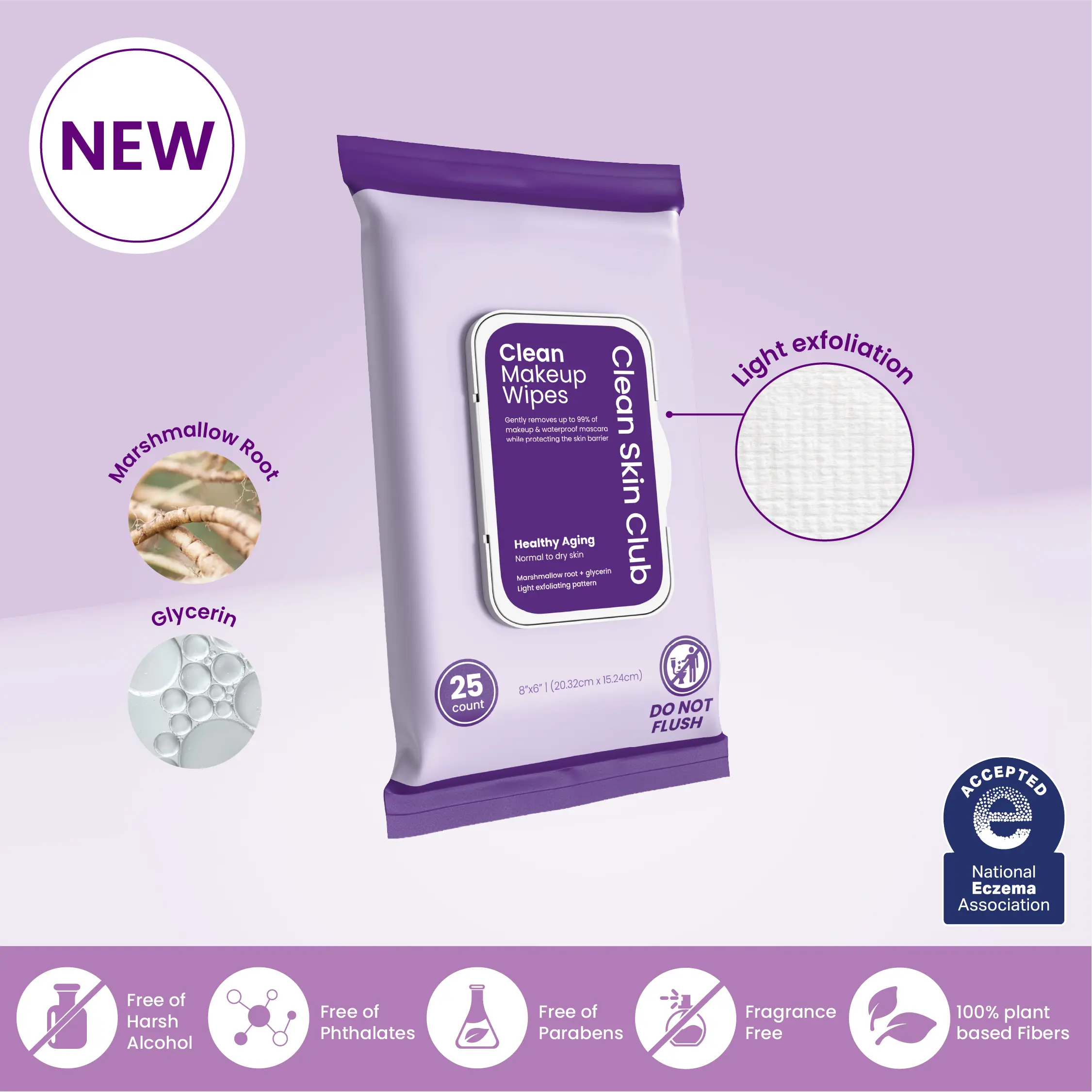 Clean Makeup Wipes Healthy Aging 25ct: Hydrating, Non-Irritating Removal for Normal to Dry Skin