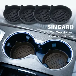 SINGARO Car Cup Holder Coaster Silicone Cup Holder Insert Universal Non-Slip Cup Holders Car Accessories Interior for Women and Man Interior Sets 4 Pack Black
