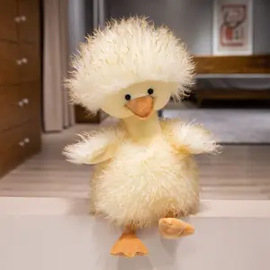 Fluffy Duck Plush Toy, Soft and Fluffy Stuffed Animal, Cuddly Stuffed Animal, Brown/Pink/Yellow, Birthday Gift, Party Decoration, April Fools' Day