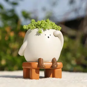 Cute Cartoon Design Flower Pot, Resin Succulent Pot, Creative Desktop Decorative Pot for Home Office Desk Garden Decoration Home Decor Pots