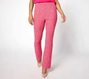 Isaac Mizrahi Live! Regular Novelty Jacquard Knit Flare Pants