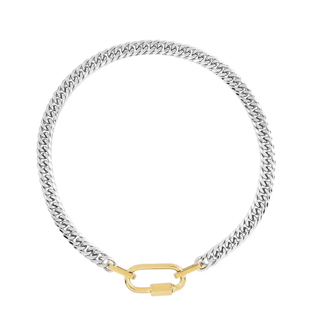 E11evat8 Stainless Steel Two Tone Cuban Chain