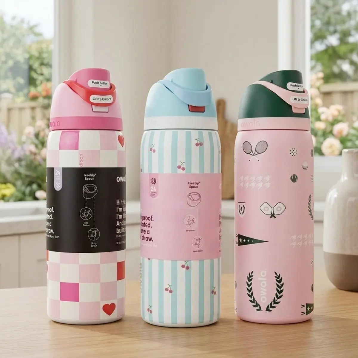 Owala FreeSip Insulated Stainless Steel Water Bottle with Straw for Sports and Travel, Leak Proof, BPA-Free, Exclusive Series Weekender, Pillow Fight, Valentine Pink