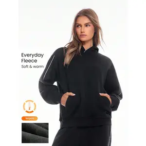 GLOWMODE Everyday Fleece Cozy Warm Loose Fit Contrast Panel Pocket Hoodie Daily Casual Autumn Winter