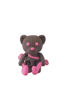 Cuddly Cupid Bear 3D Printed Toy with Pink Accents Heart Shaped Design Decor Valentine's Day Gift