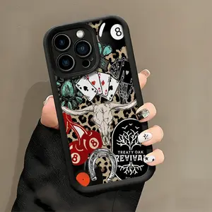 Playing Cards Western Phone Case，Vintage Boho Style for iPhone 17 16 15 14 13 12 11 Plus Pro Max.