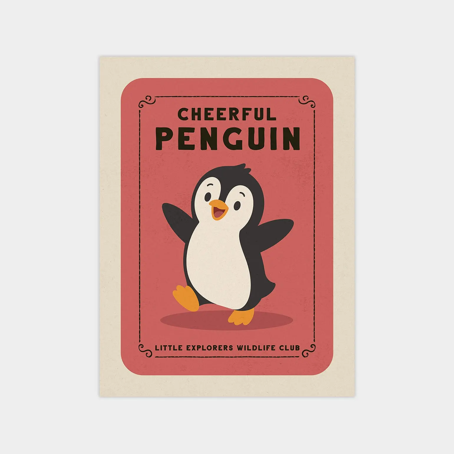 Cheerful Penguin - Vintage Nursery Poster