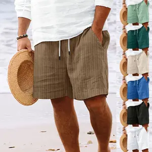 Men's Striped Beach Pants New Shorts Multi-Bag Tether