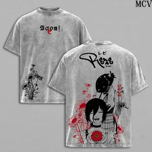 Reze Chainsaw Man Tee – Vintage Washed T-Shirt, Hoodie Oversized Heavy Cotton T-Shirt, Women Cosplay Style, Movie Inspired Anime Manga Streetwear, Unisex Retro Graphic Top NNM
