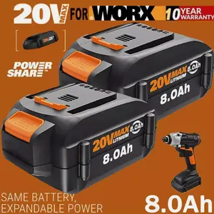 2Pack 8.0AH For WORX WA3575 20V MAX Extend Lithium Battery 20 Volt WA3520 WA3525