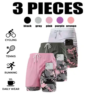 3PCS Women’s Summer Fashion Shorts – Hidden patchwork pattern three-section shorts featuring a waist cincher design, an inner high-elastic band, and concealed pockets, suitable for summer fashion, casual outings, sports activities, and more.,summervibes