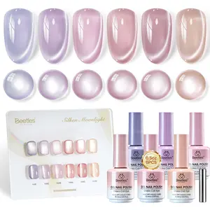 Beetles Cat Eye Gel Nail Polish Set - 6 Colors 15ML Full Size Cat Eye Gel Polish Kit Magnetic Stunning Effect Soak Off UV Nail Art DIY Home Manicure Gift for Women