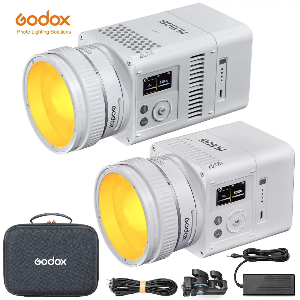 GODOX ML80/ML150 Bi handheld studio lights for professional live streaming, outdoor night scene portrait photography, video recording. 80W dual-color temperature live streaming lights, LED exterior shooting, always-on lights for lighting.