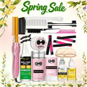 19 counts Electric Hot Comb Hair Straightening Comb Curling Iron for Wigs and Natural Hair，Lace Front Wig Black Women Lace Glue Wig Install Kit，Pressing Combs Wig Glue Hair Wax Set Comfort Salon