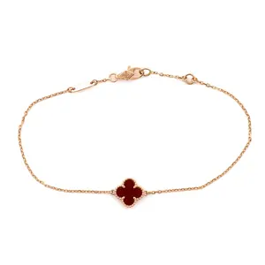 Pre-owned Van Cleef & Arpels Sweet Alhambra Bracelet 18K Rose Gold and Carnelian by Rebag
