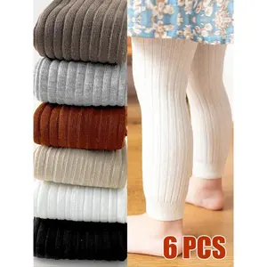 Name 6-Pack Footed Knitted Tights Ribbed All-Season Solid Color Dance Fit Breathable Soft Leggings for Womenswear
