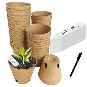 1 Set Peat Pots Seed Starter - 30 Pack 3.15 inch Biodegradable Seed Starter Pots Peat Pots for Seedlings with 30pcs Plant Labels and a Pen,  Seedling Pots Starter Pots for Planting Seeds with Drainage Holes