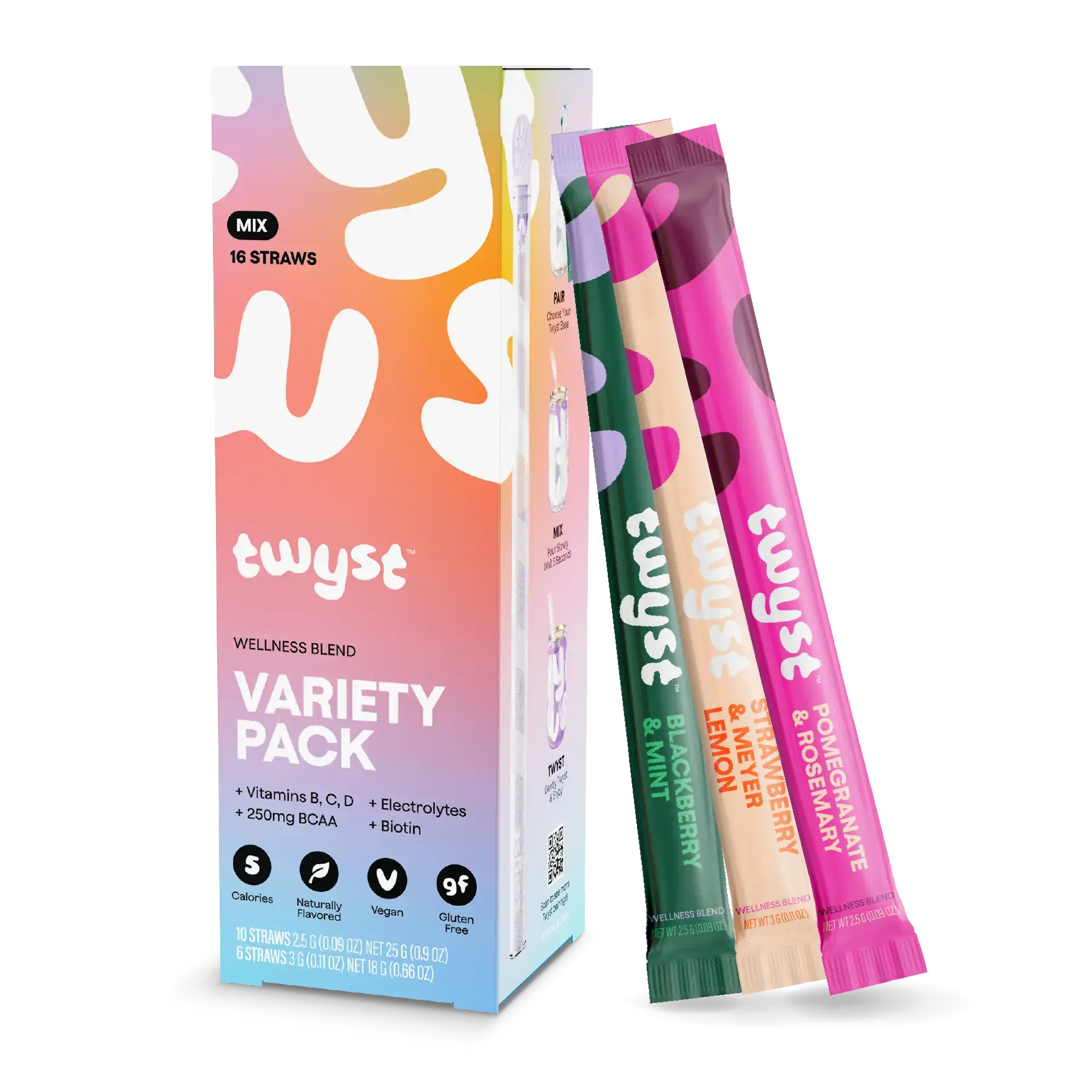 Twyst Wellness Variety Pack 16 Straws Skinny Mocktail Mixer with 5 Calories No Added Sugar for Effortless Entertaining - Drink, Beverage