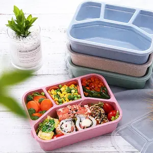 Natural Wheat Straw Lunch Box - Eco-Friendly Microwave Safe Bento with Cutlery