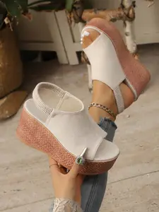 Women's Fashion Wedge High Heel Thick Sole Waterproof Buckle Adjustable Elastic Summer Sandals, Stylish Versatile Shoes for Women